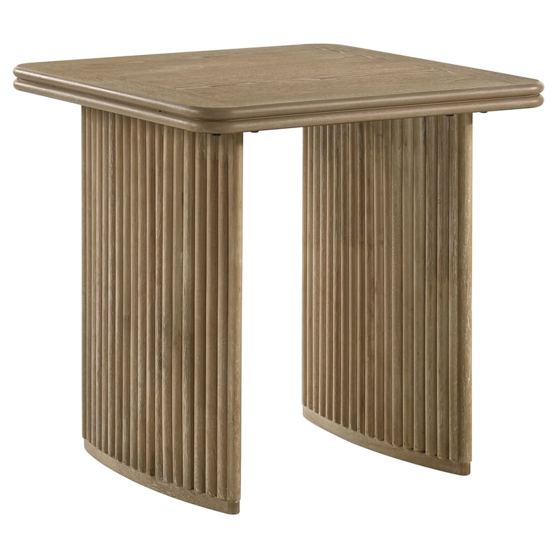 Pemberly Row 2-Piece Wood Coffee Table Set in Distressed Light Brown