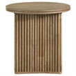 Pemberly Row Round Wood Side End Table in Distressed Light Brown