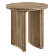 Pemberly Row Round Wood Side End Table in Distressed Light Brown
