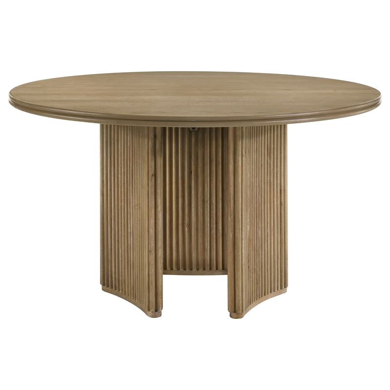 Pemberly Row 53-Inch Round Wood Dining Table in Distressed Light Brown
