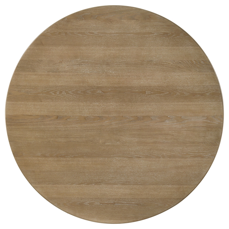 Pemberly Row 53-Inch Round Wood Dining Table in Distressed Light Brown
