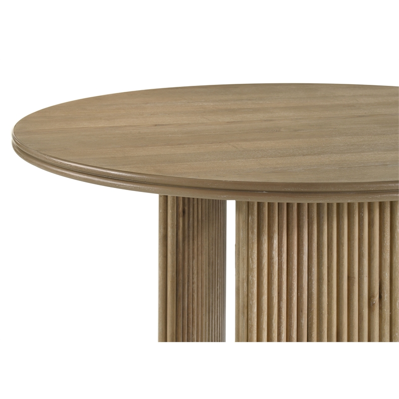 Pemberly Row 53-Inch Round Wood Dining Table in Distressed Light Brown