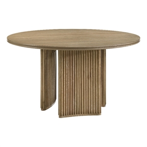 Pemberly Row 53-Inch Round Wood Dining Table in Distressed Light Brown