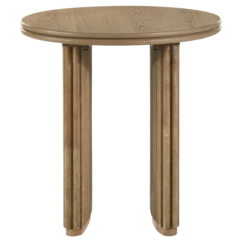 Pemberly Row 2-piece Round Wood Coffee Table Set in Distressed Light Brown