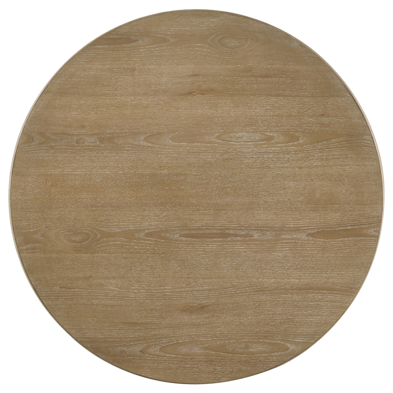 Pemberly Row 2-piece Round Wood Coffee Table Set in Distressed Light Brown