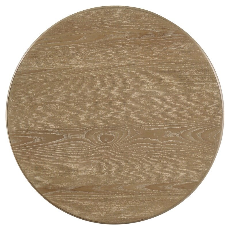 Pemberly Row 2-piece Round Wood Coffee Table Set in Distressed Light Brown