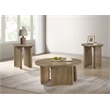 Pemberly Row 3-piece Round Wood Coffee Table Set in Distressed Light Brown