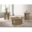 Pemberly Row 3-piece Round Wood Coffee Table Set in Distressed Light Brown