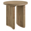 Pemberly Row 3-piece Round Wood Coffee Table Set in Distressed Light Brown