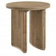Pemberly Row 3-piece Round Wood Coffee Table Set in Distressed Light Brown
