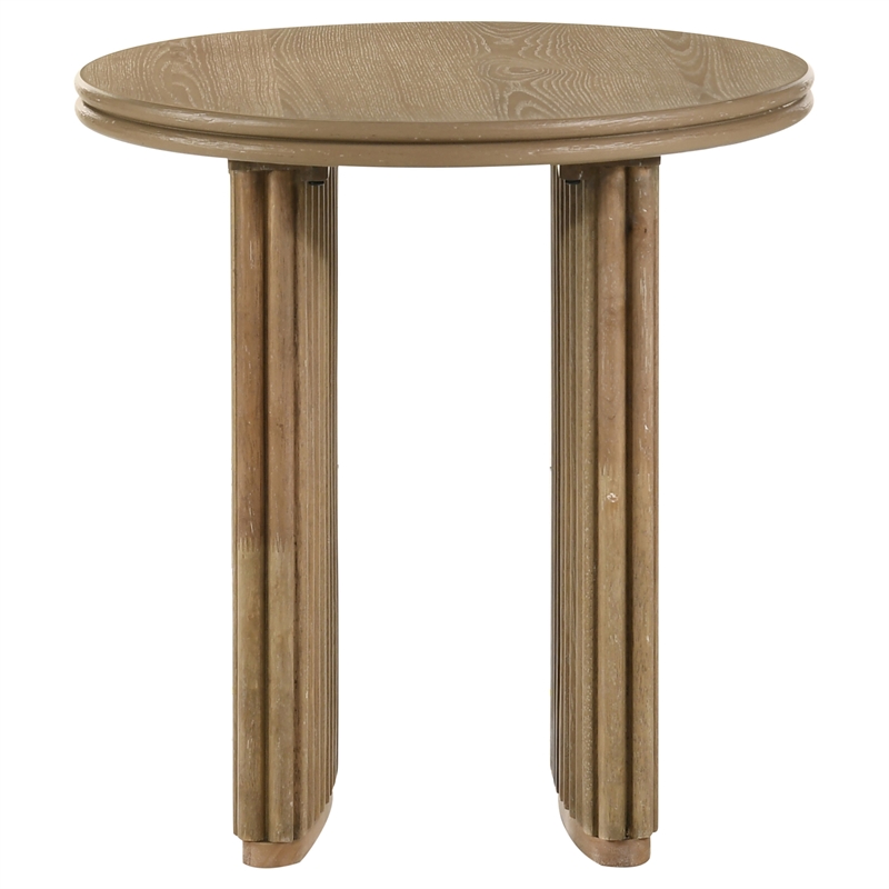 Pemberly Row 3-piece Round Wood Coffee Table Set in Distressed Light Brown