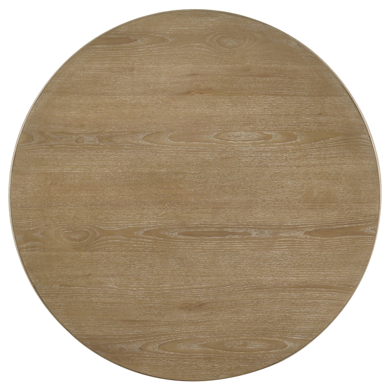 Pemberly Row 3-piece Round Wood Coffee Table Set in Distressed Light Brown