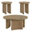 Pemberly Row 3-piece Round Wood Coffee Table Set in Distressed Light Brown