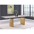 Pemberly Row 97-inch Glass Top Extension Dining Table in Beige
