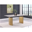 Pemberly Row 97-inch Glass Top Extension Dining Table in Beige