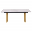 Pemberly Row 97-inch Glass Top Extension Dining Table in Beige