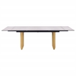 Pemberly Row 97-inch Glass Top Extension Dining Table in Beige