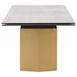 Pemberly Row 97-inch Glass Top Extension Dining Table in Beige