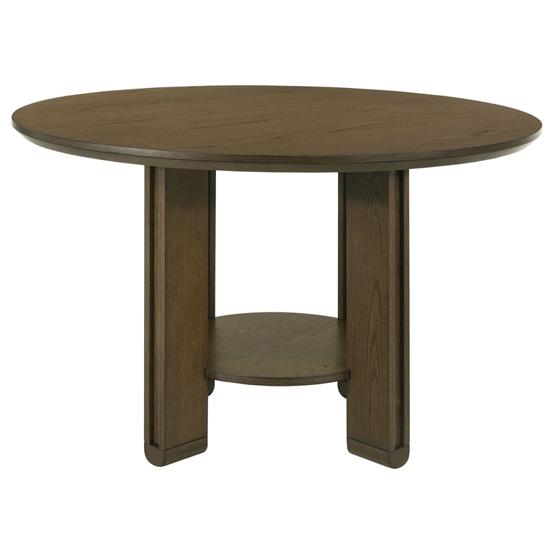 Pemberly Row 5-piece Round Wood Dining Room Table Set in Brown