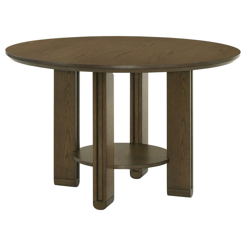 Pemberly Row 5-piece Round Wood Dining Room Table Set in Brown