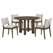 Pemberly Row 5-piece Round Wood Dining Room Table Set in Brown