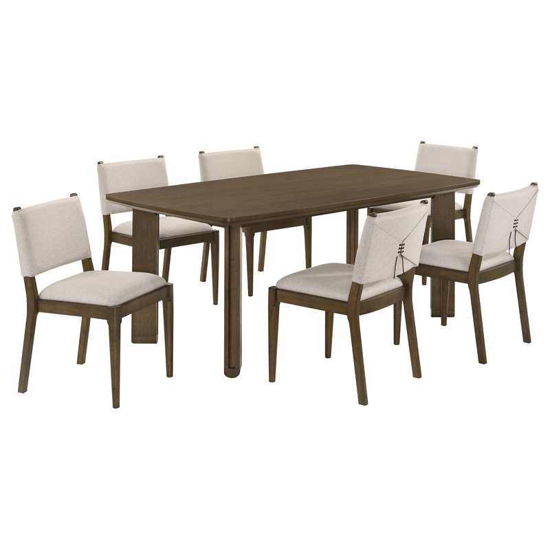 Pemberly Row 7-piece Rectangular Wood Dining Room Table Set in Brown