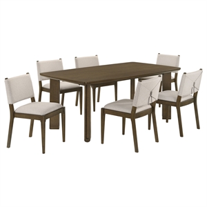 Pemberly Row 7-piece Rectangular Wood Dining Room Table Set in Brown