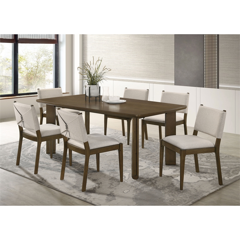 Pemberly Row 7-piece Rectangular Wood Dining Room Table Set in Brown