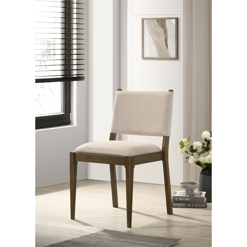 Pemberly Row Upholstered Fabric Dining Side Chair Set of 2 in Brown