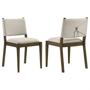 Pemberly Row Upholstered Fabric Dining Side Chair Set of 2 in Brown