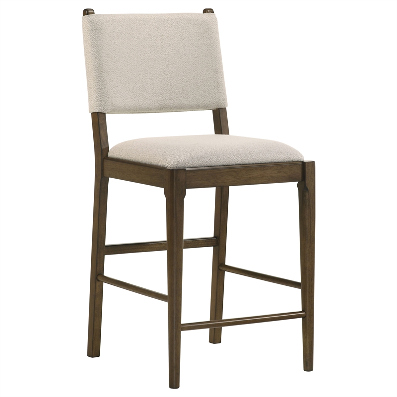 Pemberly Row Upholstered Fabric Counter Height Chair Set of 2 in Brown