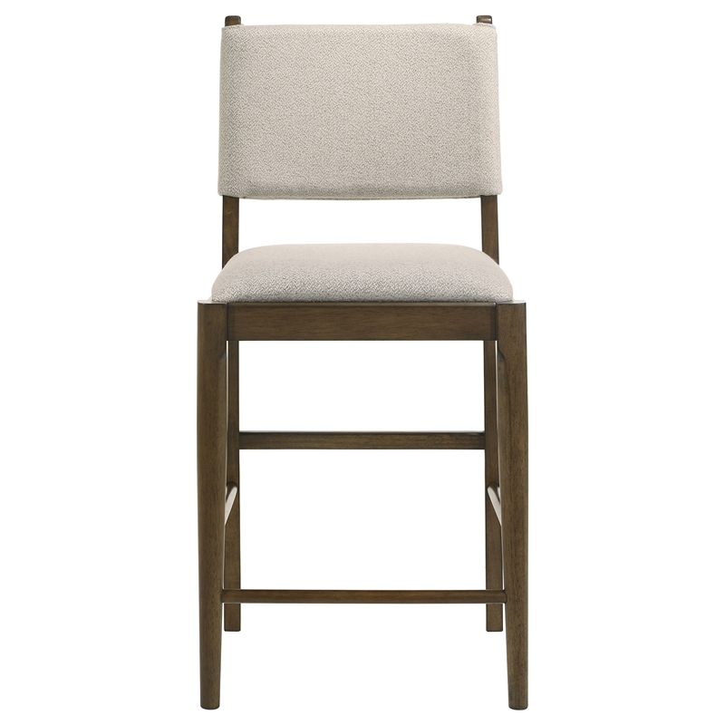 Pemberly Row Upholstered Fabric Counter Height Chair Set of 2 in Brown