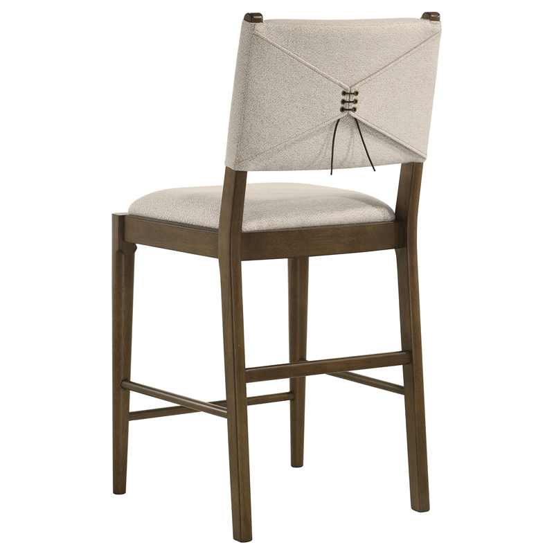 Pemberly Row Upholstered Fabric Counter Height Chair Set of 2 in Brown