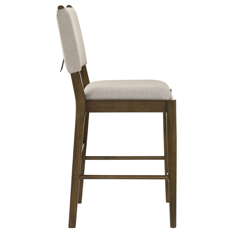 Pemberly Row Upholstered Fabric Counter Height Chair Set of 2 in Brown