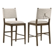 Pemberly Row Upholstered Fabric Counter Height Chair Set of 2 in Brown