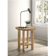 Pemberly Row Round Wood End Table with Lower Shelf in Washed Oak