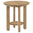 Pemberly Row Round Wood End Table with Lower Shelf in Washed Oak