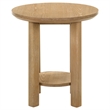 Pemberly Row Round Wood End Table with Lower Shelf in Washed Oak