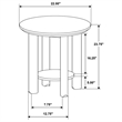 Pemberly Row Round Wood End Table with Lower Shelf in Washed Oak