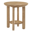 Pemberly Row Round Wood End Table with Lower Shelf in Washed Oak