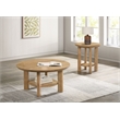Pemberly Row 2-piece Round Transitional Wood Coffee Table Set in Washed Oak