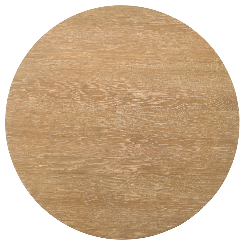Pemberly Row 2-piece Round Transitional Wood Coffee Table Set in Washed Oak