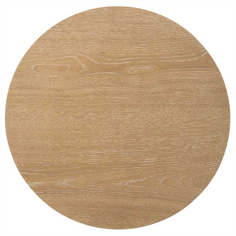 Pemberly Row 3-piece Round Transitional Wood Coffee Table Set in Washed Oak