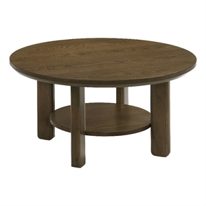 Pemberly Row 35&quot Round Transitional Wood Cocktail Coffee Table in Brown