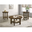 Pemberly Row 3-piece Round Transitional Wood Coffee Table Set in Brown