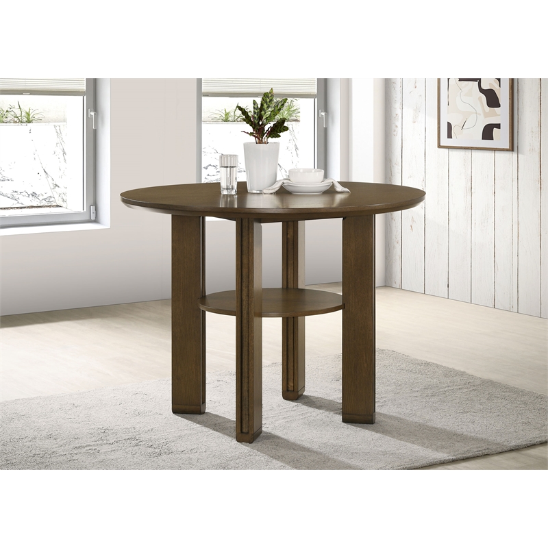 Pemberly Row 47-inch Round Counter Height Dining Table in Brown