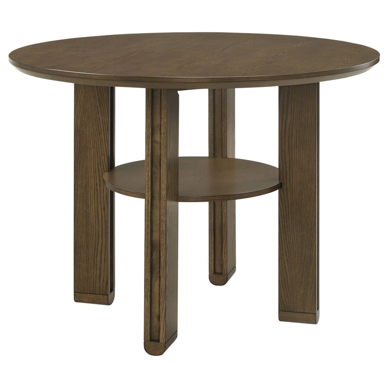 Pemberly Row 5-piece Round Counter Height Dining Room Set in Brown