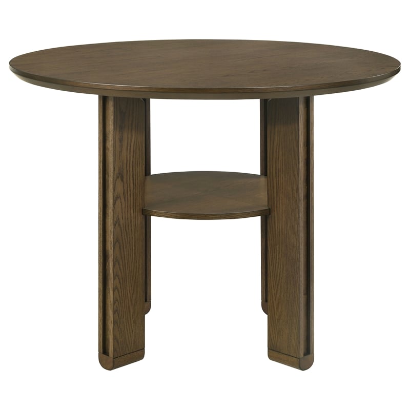 Pemberly Row 5-piece Round Counter Height Dining Room Set in Brown