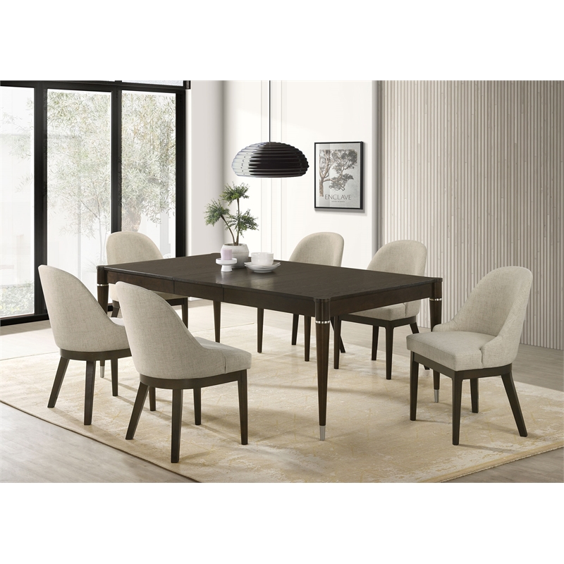 Pemberly Row 7-piece Rectangular Dining Table Set in Ash Brown