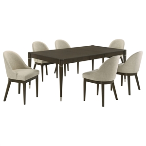 Pemberly Row 7-piece Rectangular Dining Table Set in Ash Brown